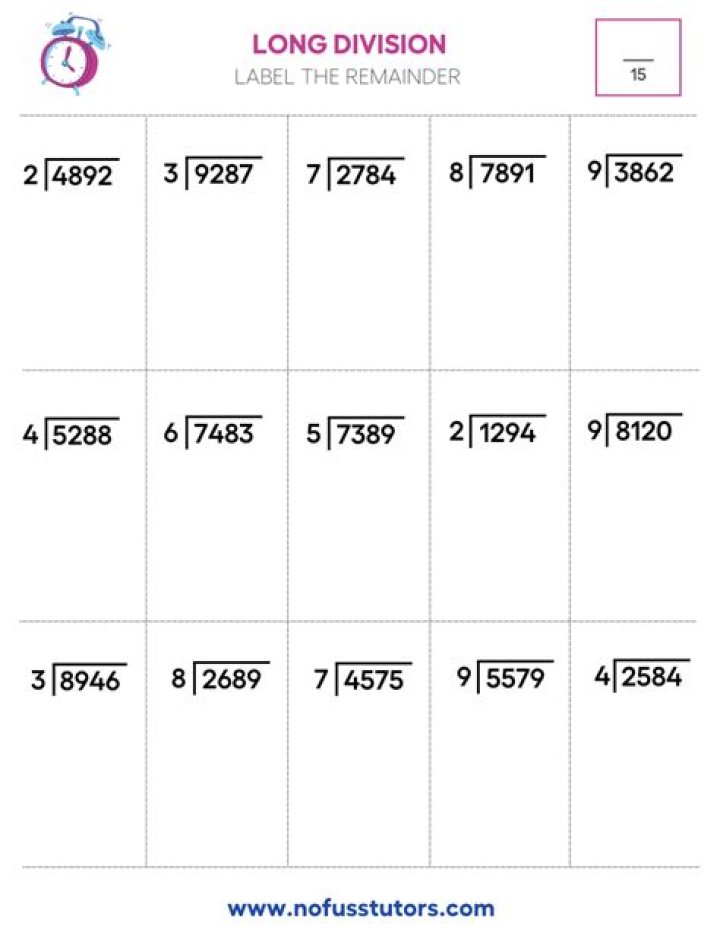 Long Division (Remainder) 15 and 20